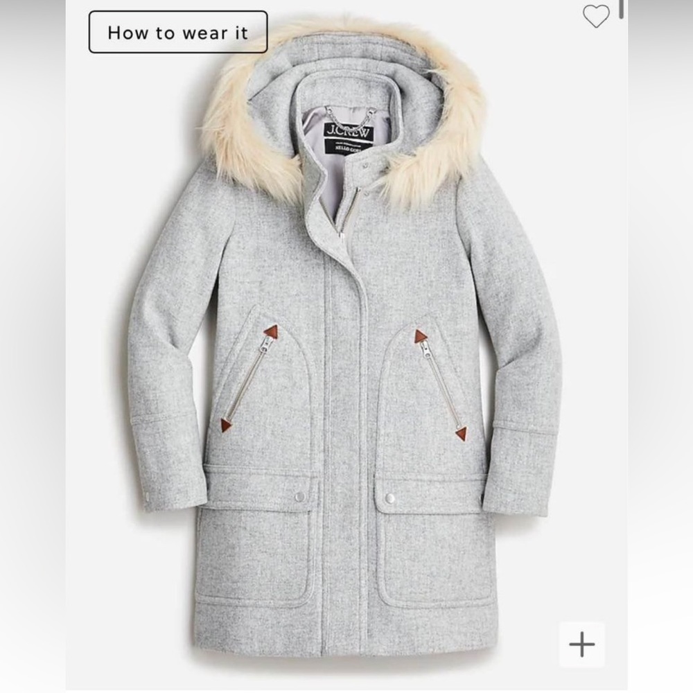 J.Crew Grey Wool Stadium Coat